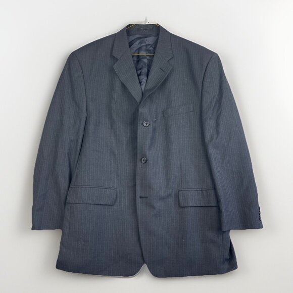 VTG Canada made Calvin Klein 44S Blazer Men Wool Dark Grey Lined Suit Jacket - Picture 1 of 16